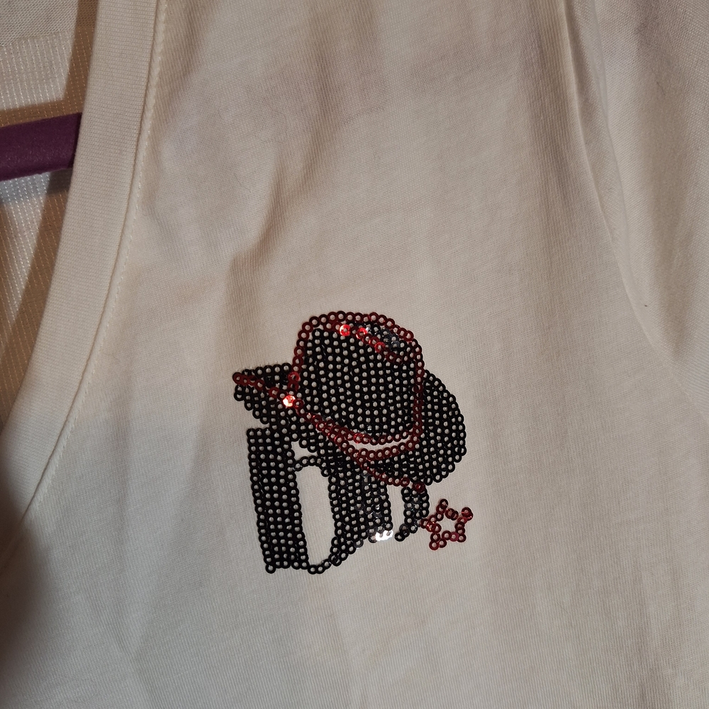 Blue B Collection Women's White Short Sleeve Tee With Vibrant Sequin & Fringe - Picture 2 of 15